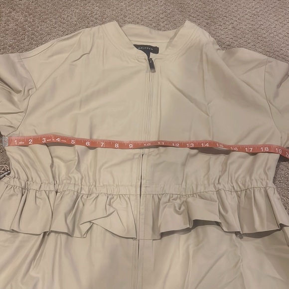 Halogen Zipper Front Ruffle Bell Sleeve Tan Blazer Jacket -Size M boho casual - Picture 6 of 7